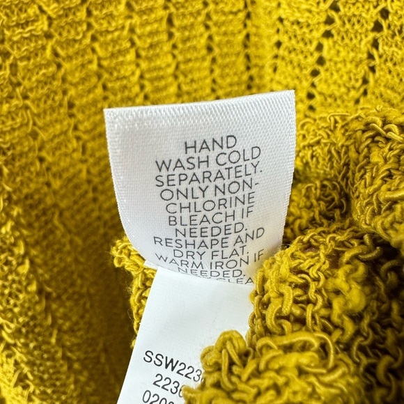 NWT J Jill Size XL Textured Gilded Coin Open Stitch Knit Sweater Mustard Boho - Picture 5 of 6